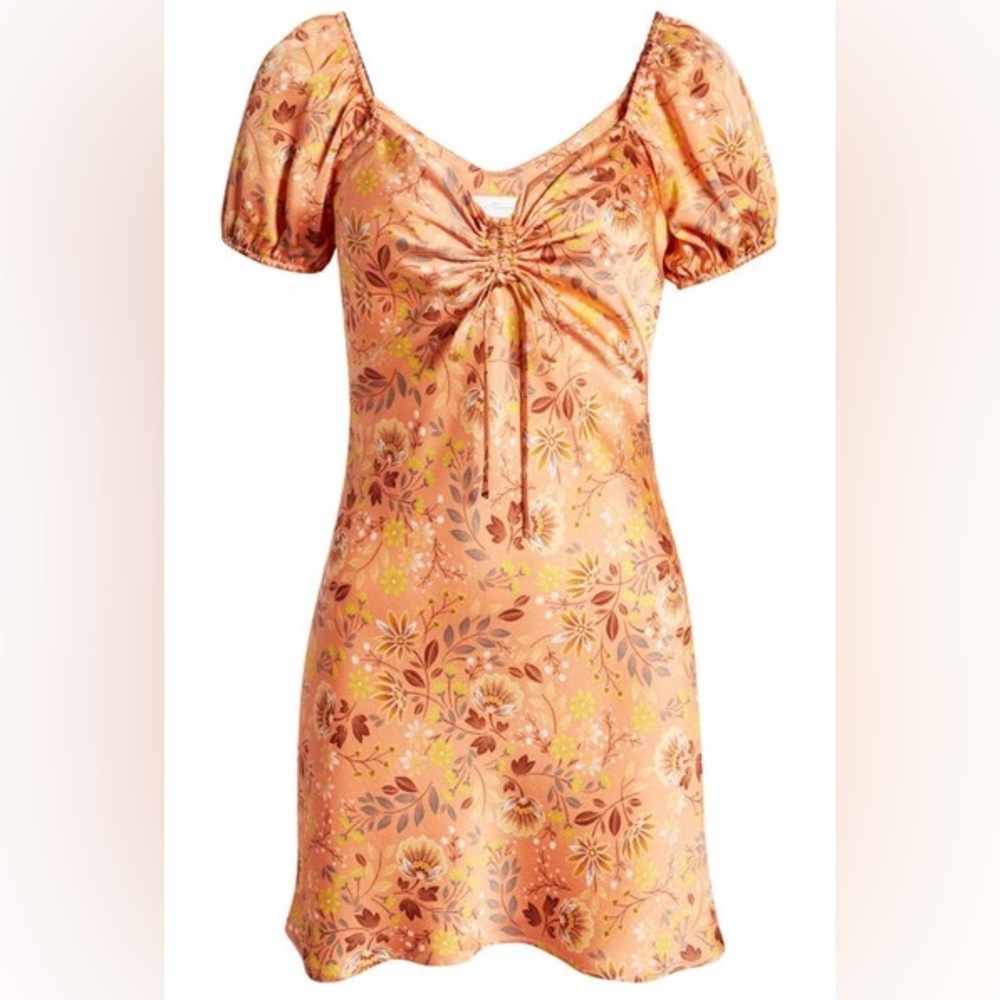 All In Favor Salmon Multi Floral Mini Dress